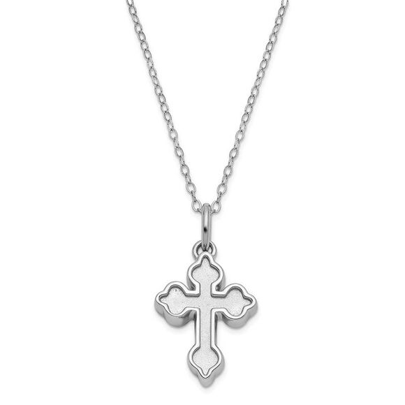 Sterling Silver Welcome Home Matte Cross Ash Holder Necklace, 18 Inch